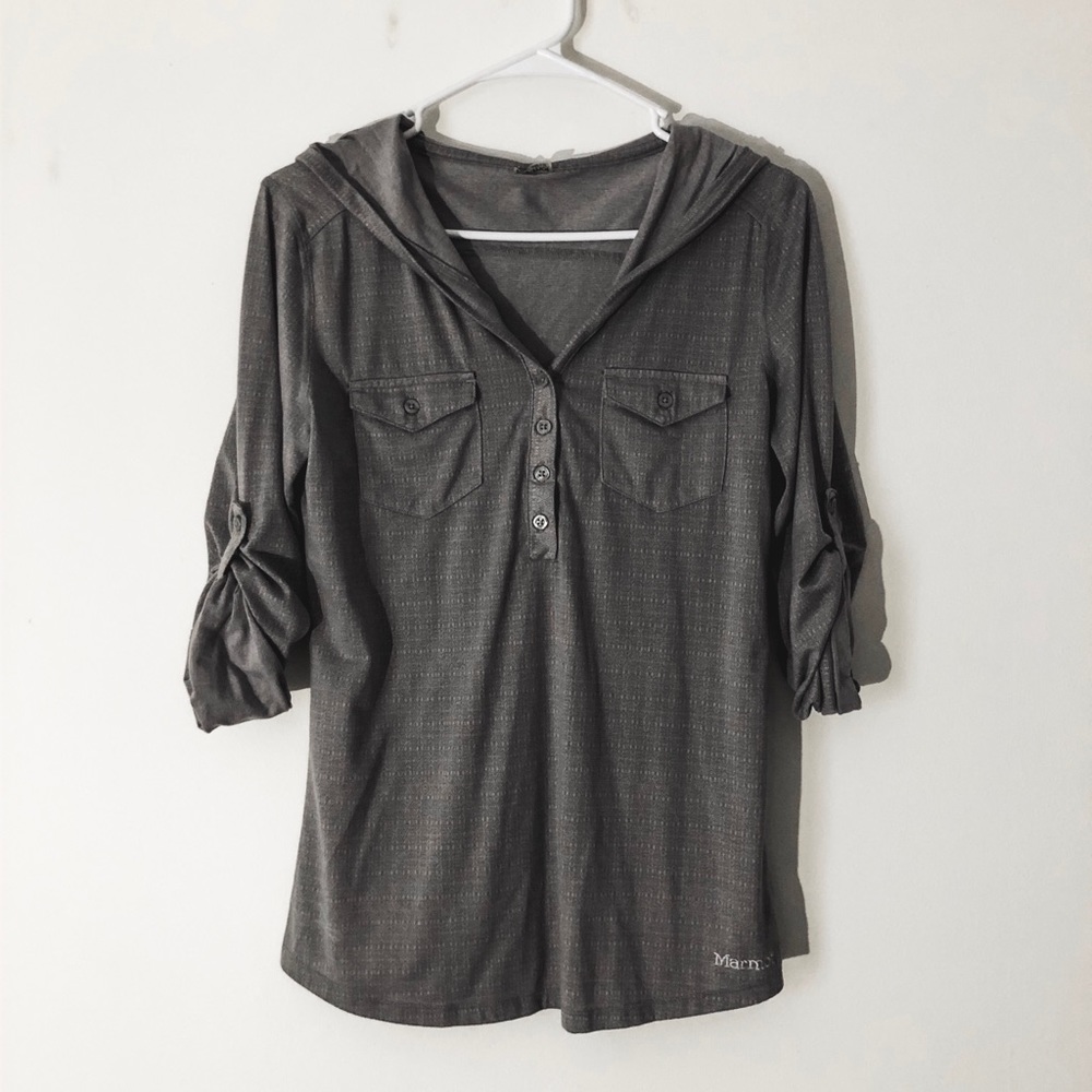 Grey Lightly Lined Shirt with Hood
